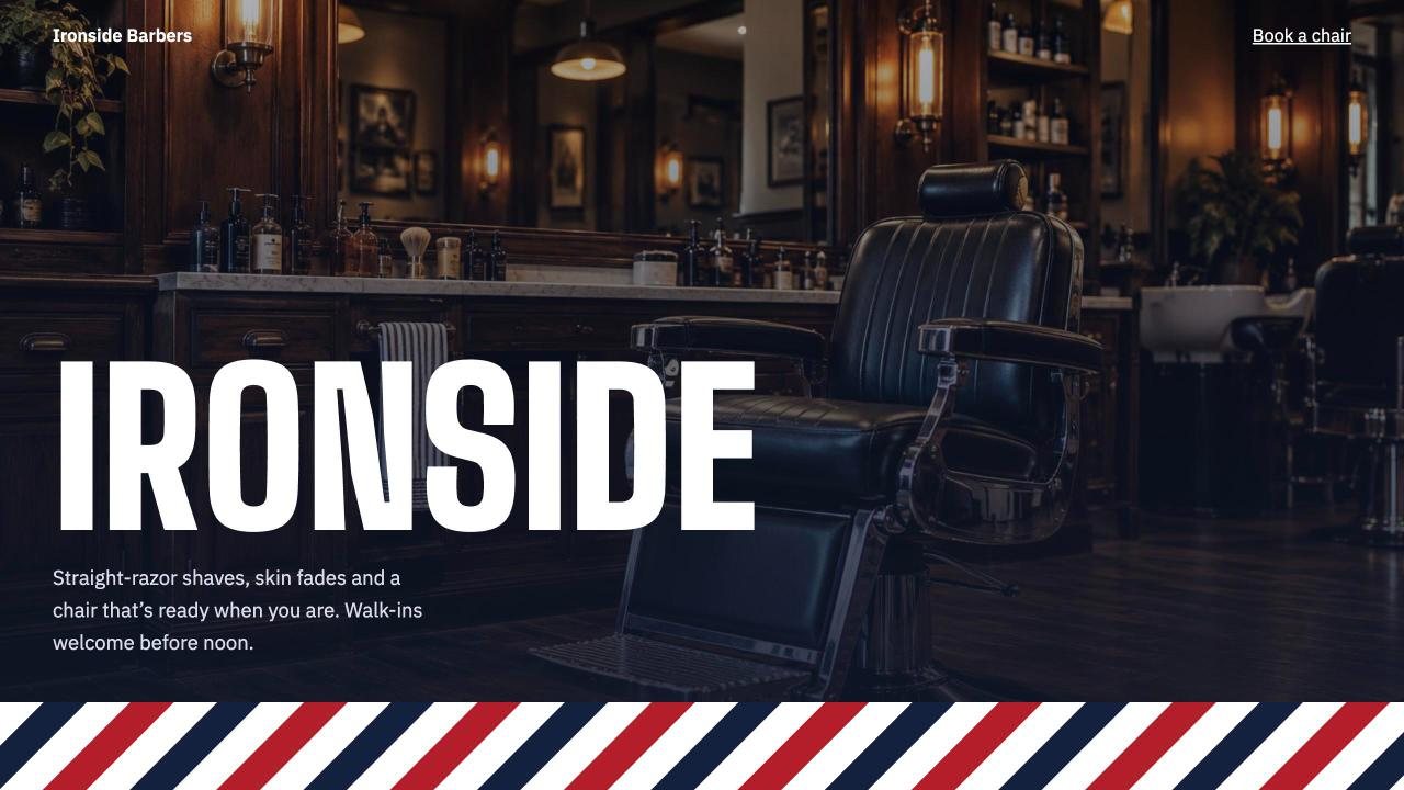 Ironside Barbers concept imagery