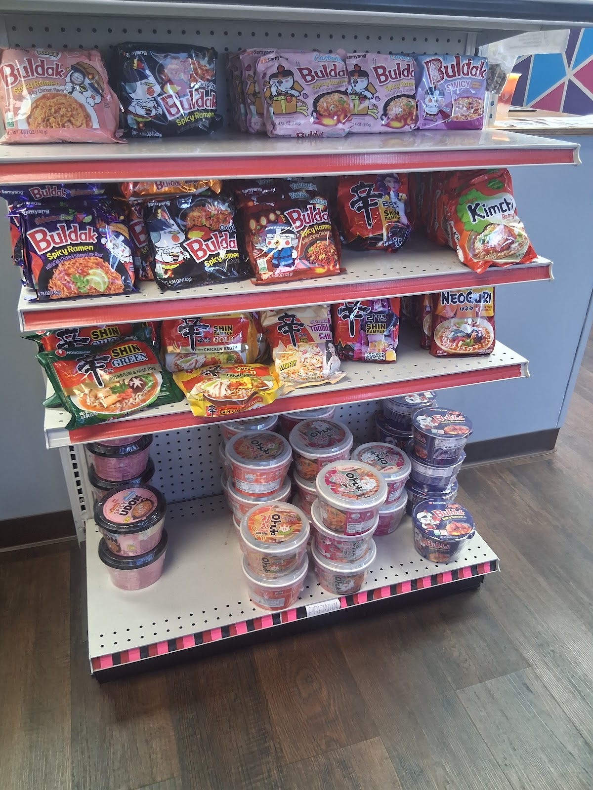 A closer view of the ramen display and shop counter at Suki’s.